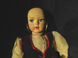 10'' ITALIAN COSTUMED CLOTH DOLL, RED SKIRT, HOOP EARRINGS SHOES